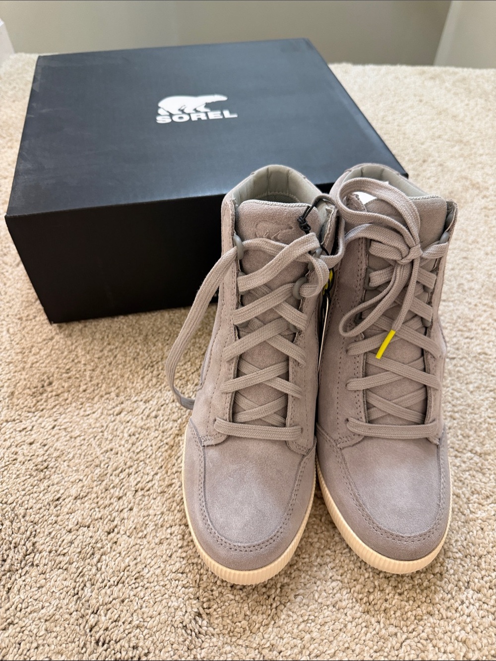 Sorel Women's Taupe Suede Lace-Up Ankle Booties